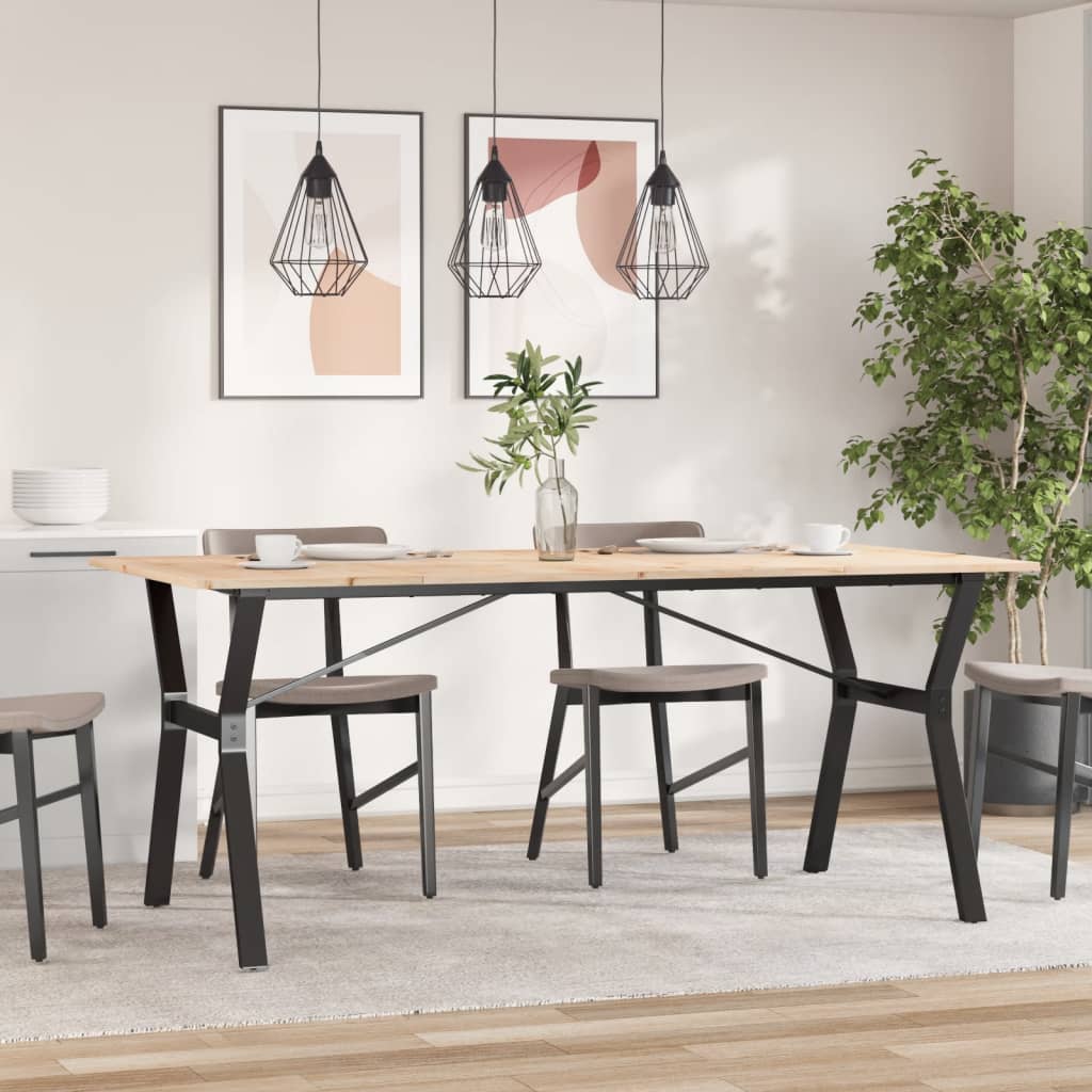 Tavolo da Pranzo Telaio a Y 180x90x75 cm Legno Pino e Acciaio | homemem39