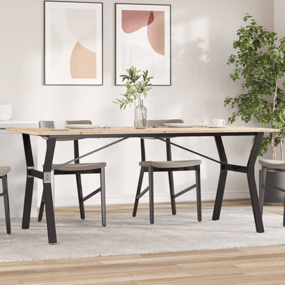 Tavolo da Pranzo Telaio a Y 180x90x75 cm Legno Pino e Acciaio | homemem39