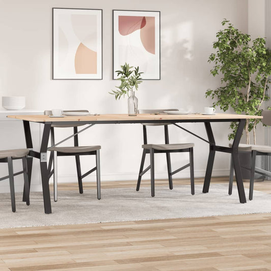 Tavolo da Pranzo Telaio a Y 200x100x75 cm Legno Pino e Acciaio | homemem39
