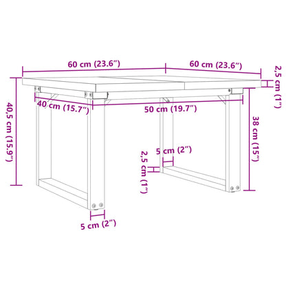 Tavolino Salotto Telaio a O 60x60x40,5cm Legno Pino e Acciaio | homemem39