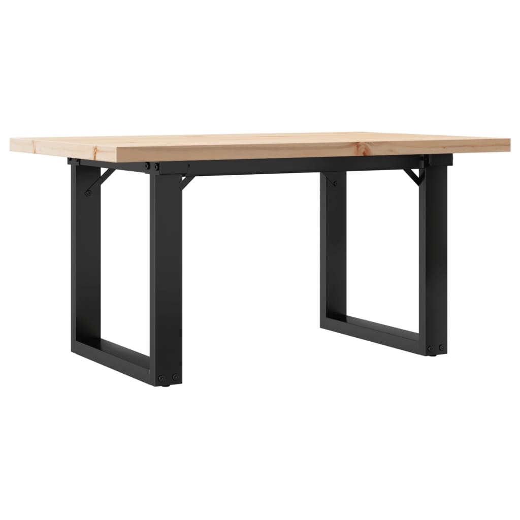 Tavolino Salotto Telaio a O 80x50x40,5cm Legno Pino e Acciaio