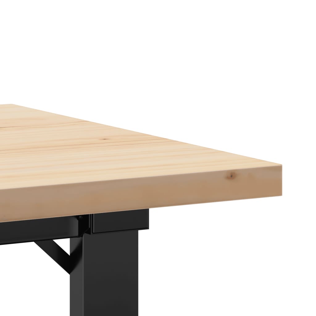 Tavolino Salotto Telaio a O 80x50x40,5cm Legno Pino e Acciaio