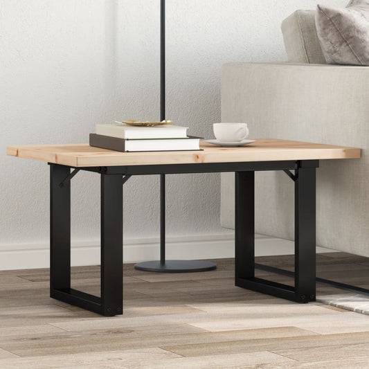 Tavolino Salotto Telaio a O 80x50x40,5cm Legno Pino e Acciaio | homemem39