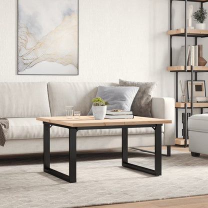 Tavolino Salotto Telaio a O 80x80x45,5cm Legno Pino e Acciaio