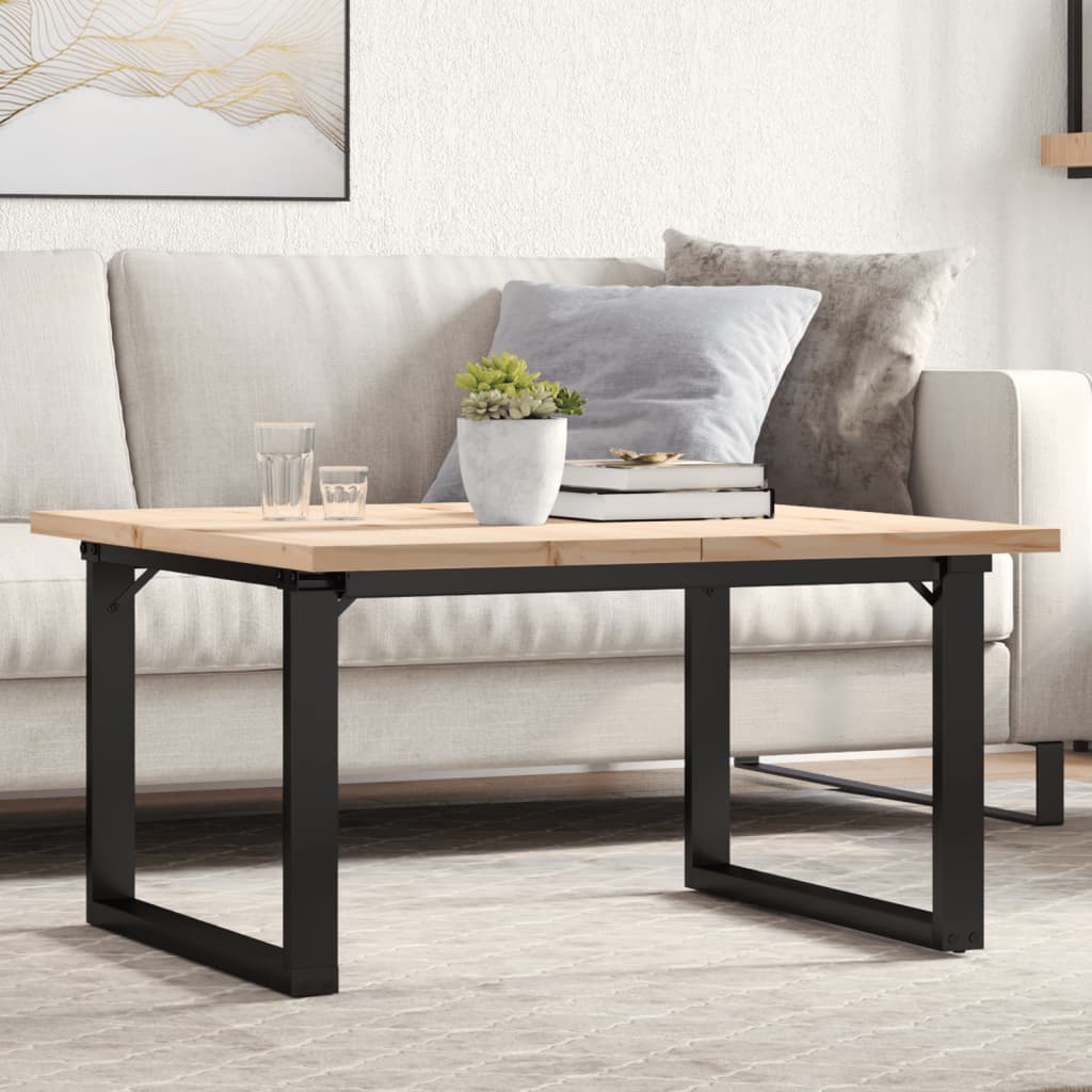 Tavolino Salotto Telaio a O 80x80x45,5cm Legno Pino e Acciaio | homemem39