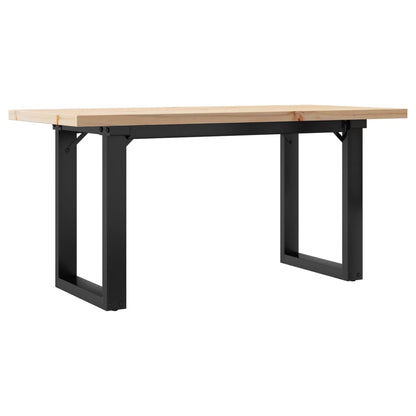 Tavolino Salotto Telaio a O 90x40x45,5cm Legno Pino e Acciaio
