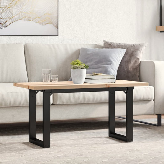 Tavolino Salotto Telaio a O 90x40x45,5cm Legno Pino e Acciaio