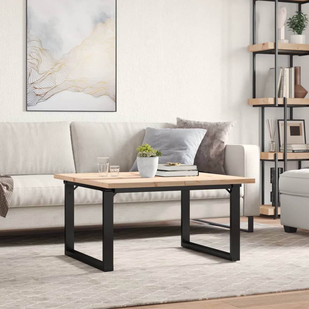 Tavolino Salotto Telaio a O 90x90x45,5 cm Legno Pino e Acciaio | homemem39