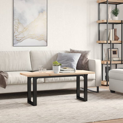 Tavolino Salotto Telaio a O 110x40x45,5 cm Legno Pino e Acciaio | homemem39
