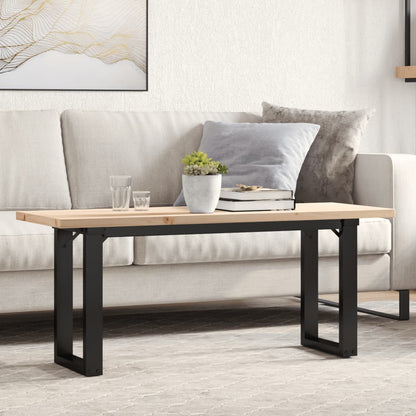 Tavolino Salotto Telaio a O 110x40x45,5 cm Legno Pino e Acciaio | homemem39