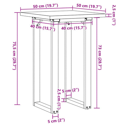 Tavolo da Pranzo Telaio a O 50x50x75,5 cm Legno Pino e Acciaio | homemem39