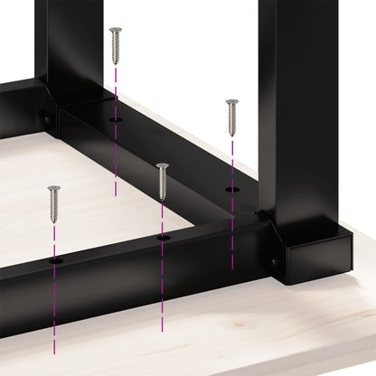 Tavolo da Pranzo Telaio a O 60x60x75,5 cm Legno Pino e Acciaio | homemem39