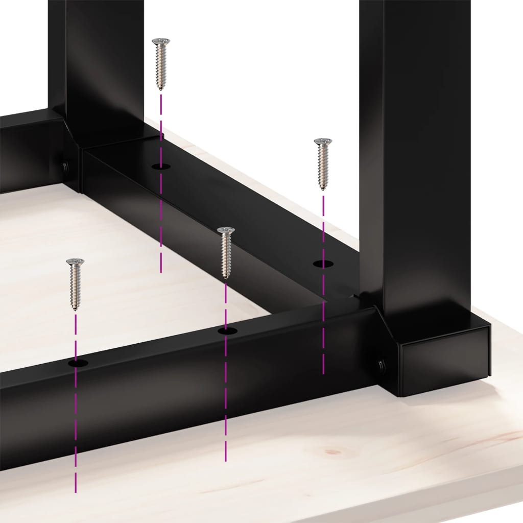 Tavolo da Pranzo Telaio a O 70x70x75,5 cm Legno Pino e Acciaio | homemem39