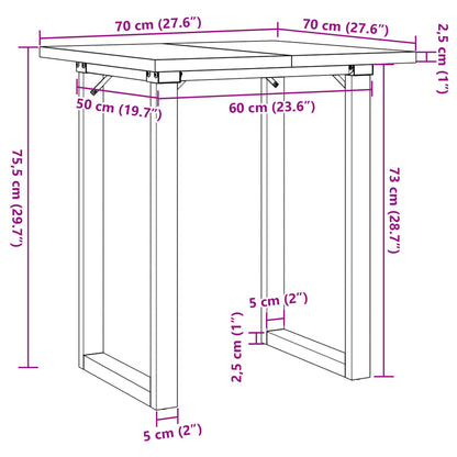 Tavolo da Pranzo Telaio a O 70x70x75,5 cm Legno Pino e Acciaio | homemem39