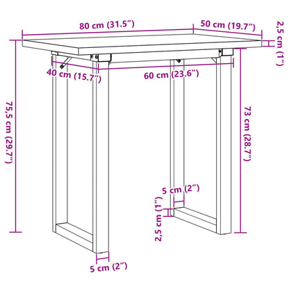 Tavolo da Pranzo Telaio a O 80x50x75,5 cm Legno Pino e Acciaio | homemem39
