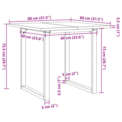Tavolo da Pranzo Telaio a O 80x80x75,5 cm Legno Pino e Acciaio | homemem39