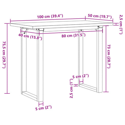 Tavolo da Pranzo Telaio a O 100x50x75,5 cm Legno Pino e Acciaio | homemem39