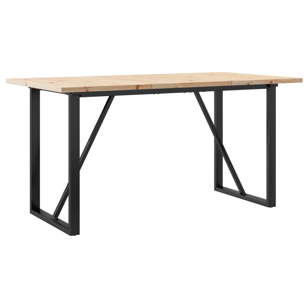 Tavolo da Pranzo Telaio a O 140x80x75,5 cm Legno Pino e Acciaio | homemem39