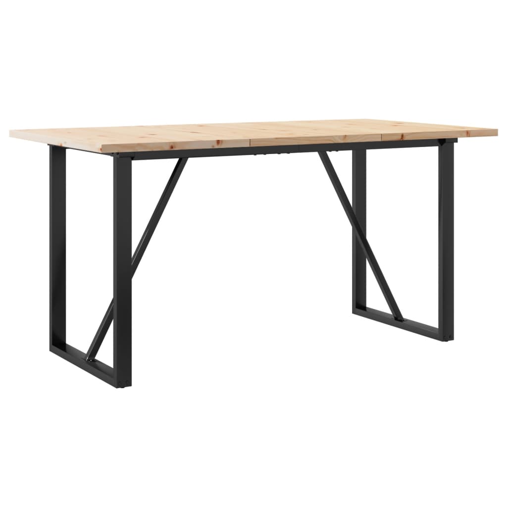 Tavolo da Pranzo Telaio a O 160x80x75,5 cm Legno Pino e Acciaio | homemem39