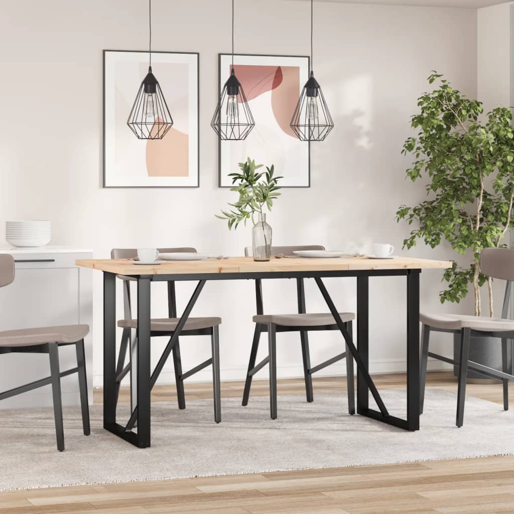 Tavolo da Pranzo Telaio a O 160x80x75,5 cm Legno Pino e Acciaio | homemem39