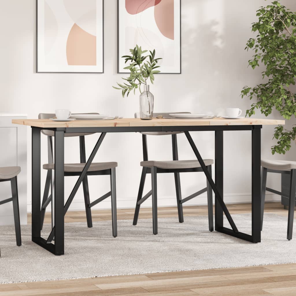 Tavolo da Pranzo Telaio a O 160x80x75,5 cm Legno Pino e Acciaio | homemem39