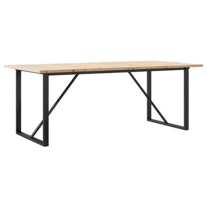 Tavolo Pranzo Telaio a O 200x100x75,5 cm Legno Pino e Acciaio | homemem39