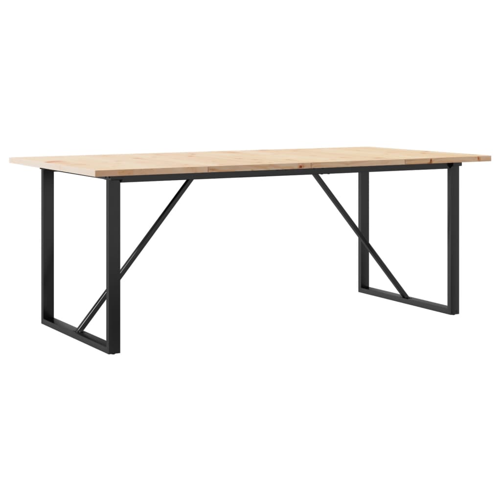 Tavolo Pranzo Telaio a O 200x100x75,5 cm Legno Pino e Acciaio | homemem39