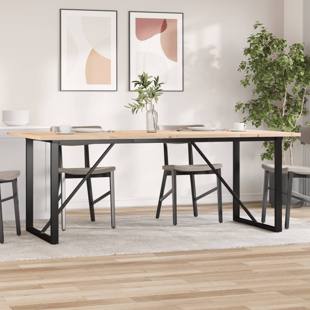Tavolo Pranzo Telaio a O 200x100x75,5 cm Legno Pino e Acciaio | homemem39