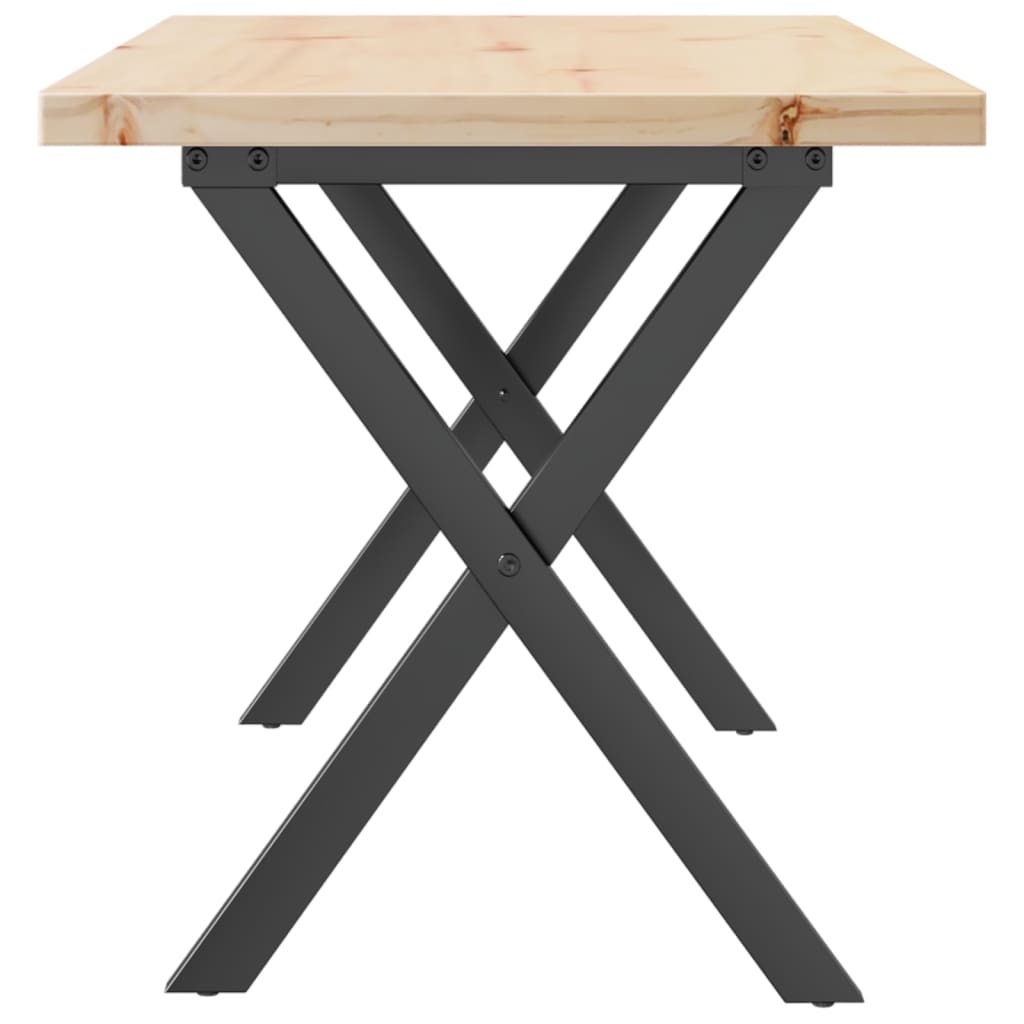 Tavolino Salotto Telaio a X 90x40x45,5 cm Legno Pino e Acciaio | homemem39