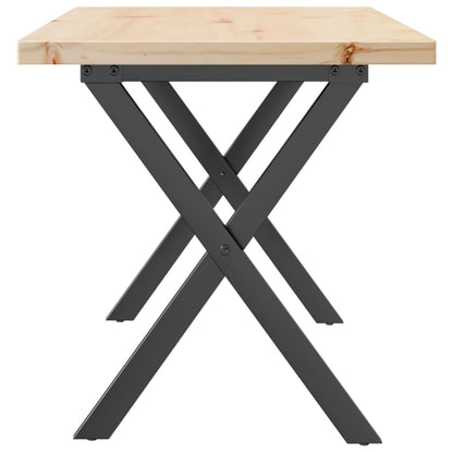 Tavolino Salotto Telaio a X 90x40x45,5 cm Legno Pino e Acciaio | homemem39
