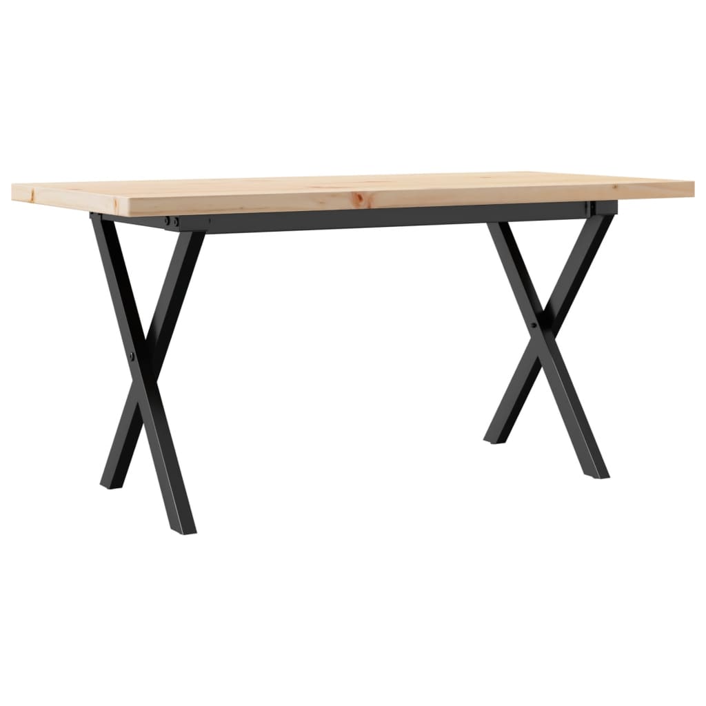 Tavolino Salotto Telaio a X 90x40x45,5 cm Legno Pino e Acciaio | homemem39