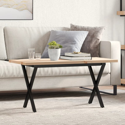 Tavolino Salotto Telaio a X 90x40x45,5 cm Legno Pino e Acciaio | homemem39