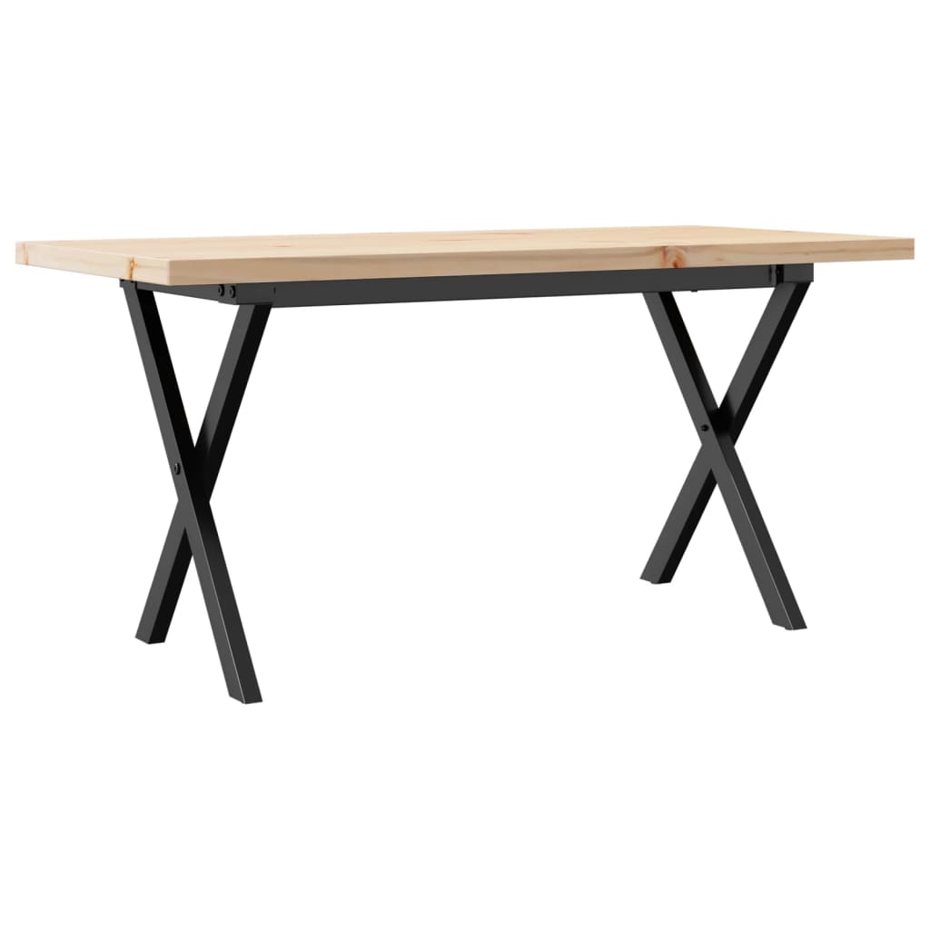 Tavolino Salotto Telaio a X 100x50x45,5 cm Legno Pino e Acciaio