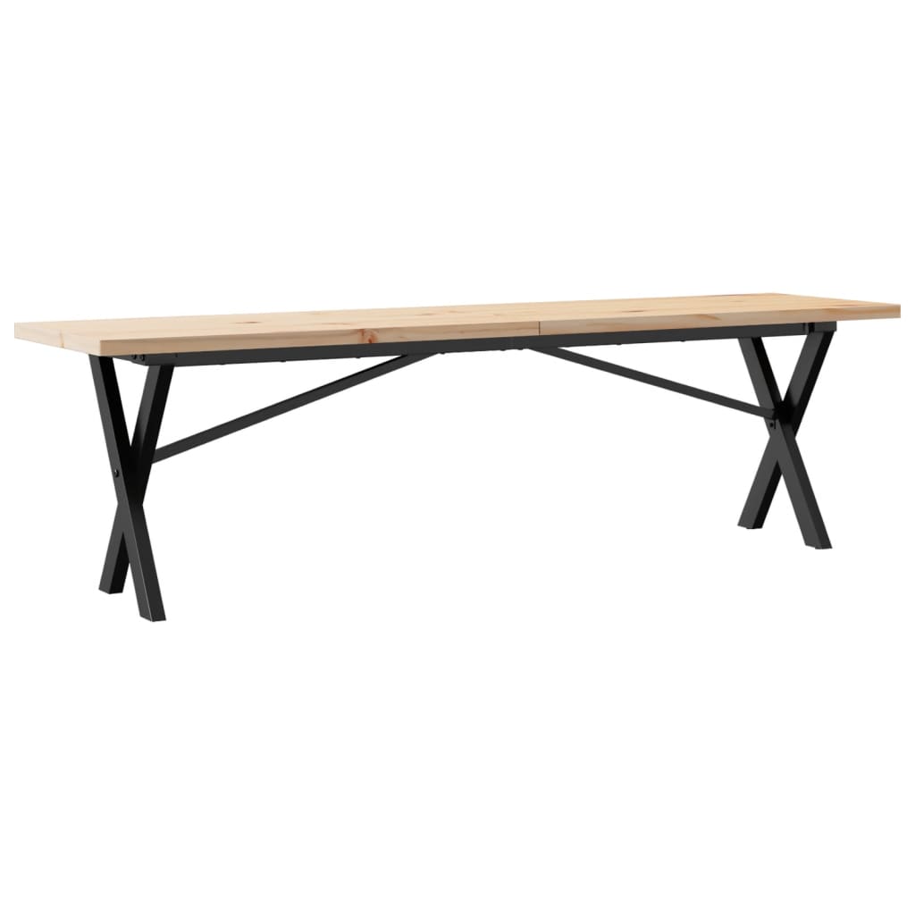 Tavolino Salotto Telaio a X 160x40x45,5 cm Legno Pino e Acciaio | homemem39