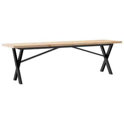 Tavolino Salotto Telaio a X 160x40x45,5 cm Legno Pino e Acciaio | homemem39