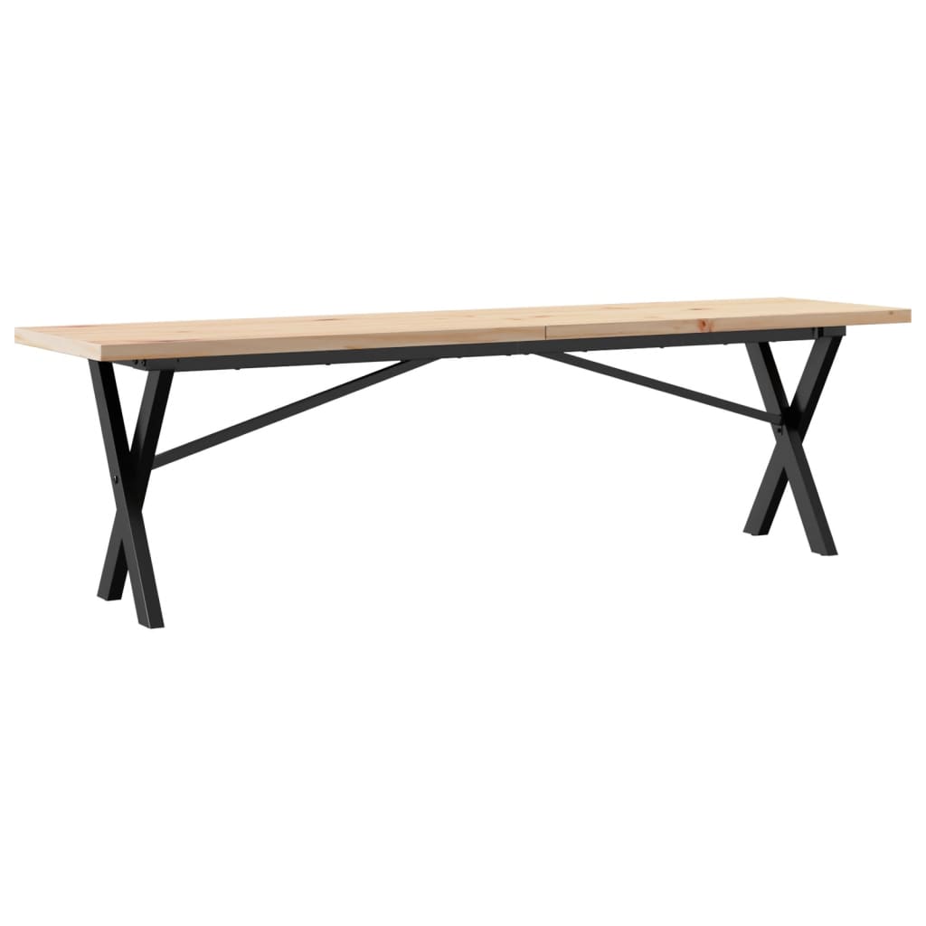 Tavolino Salotto Telaio a X 160x40x45,5 cm Legno Pino e Acciaio | homemem39