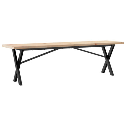 Tavolino Salotto Telaio a X 160x40x45,5 cm Legno Pino e Acciaio | homemem39