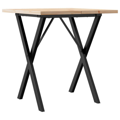 Tavolo da Pranzo Telaio a X 60x60x75,5 cm Legno Pino e Acciaio | homemem39