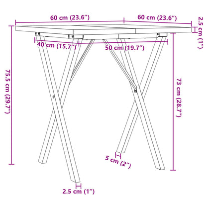 Tavolo da Pranzo Telaio a X 60x60x75,5 cm Legno Pino e Acciaio | homemem39