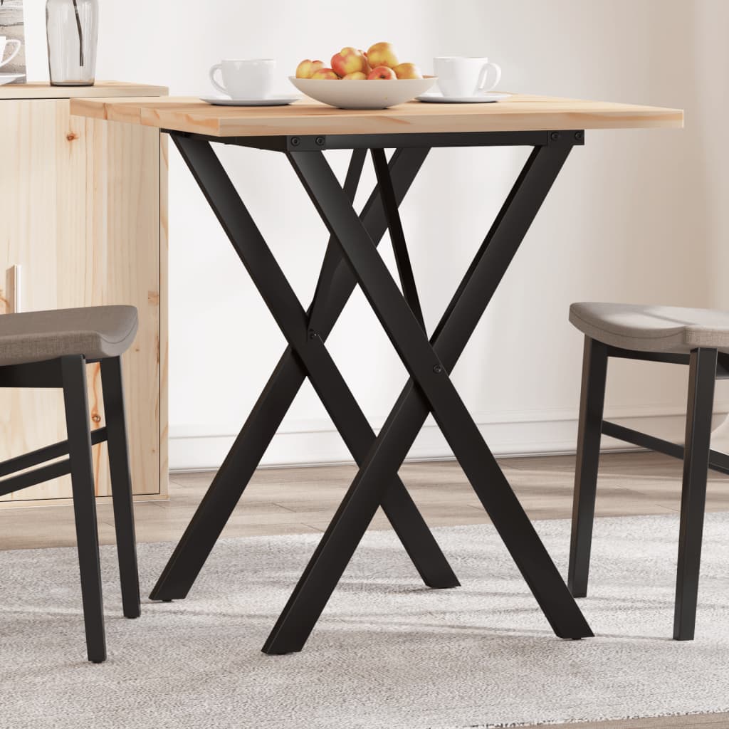 Tavolo da Pranzo Telaio a X 60x60x75,5 cm Legno Pino e Acciaio | homemem39
