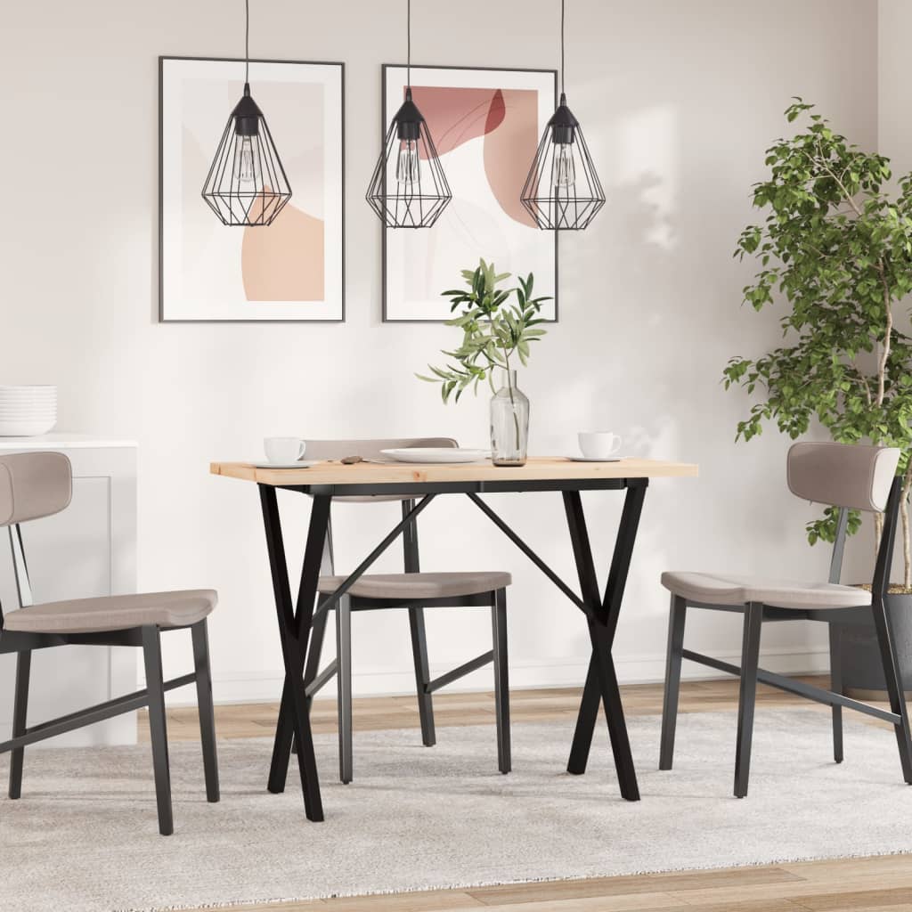 Tavolo da Pranzo Telaio a X 100x50x75,5 cm Legno Pino e Acciaio | homemem39