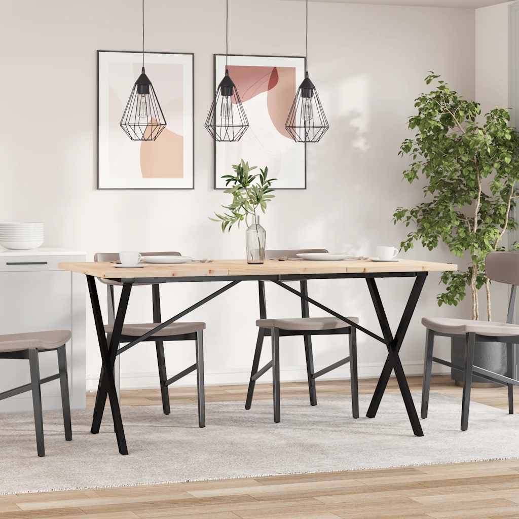 Tavolo da Pranzo Telaio a X 140x80x75,5 cm Legno Pino e Acciaio | homemem39
