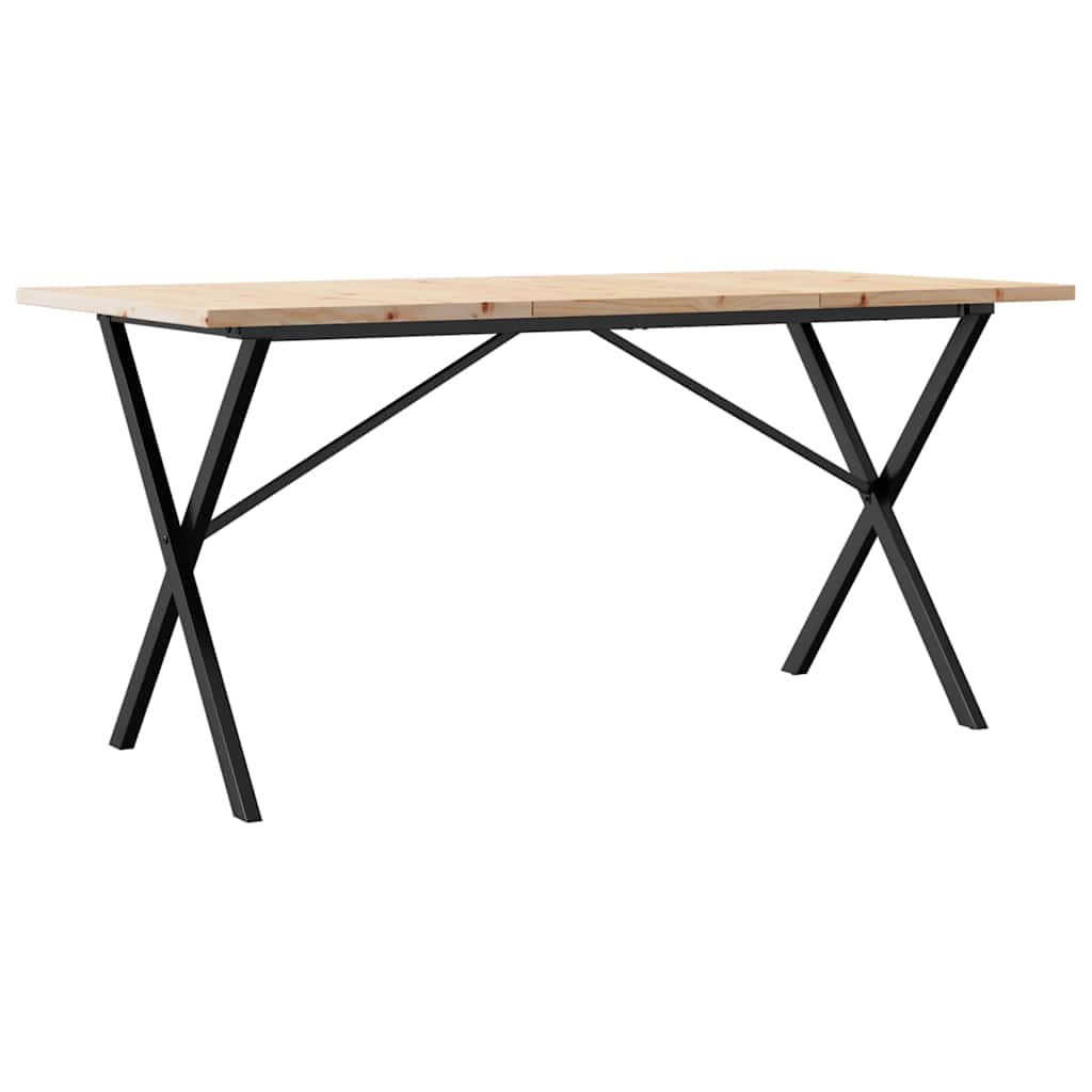 Tavolo da Pranzo Telaio a X 140x80x75,5 cm Legno Pino e Acciaio | homemem39