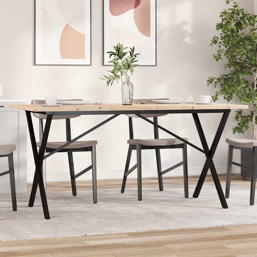 Tavolo da Pranzo Telaio a X 140x80x75,5 cm Legno Pino e Acciaio | homemem39