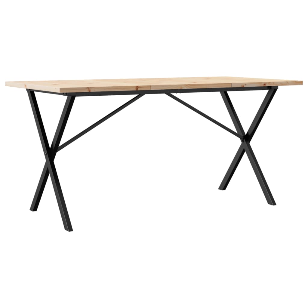 Tavolo da Pranzo Telaio a X 160x80x75,5 cm Legno Pino e Acciaio | homemem39