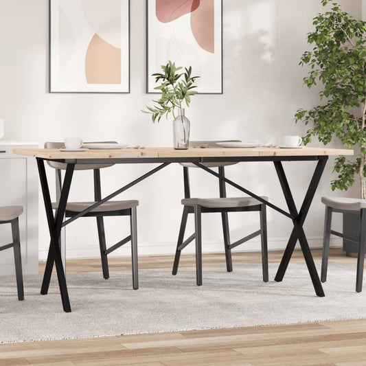 Tavolo da Pranzo Telaio a X 160x80x75,5 cm Legno Pino e Acciaio | homemem39