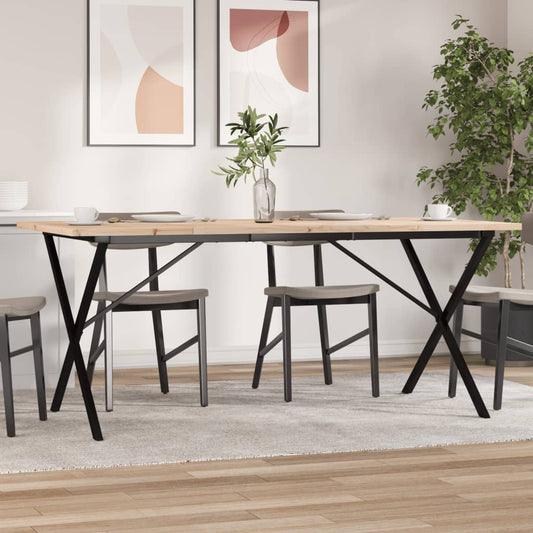 Tavolo da Pranzo Telaio a X 180x90x75,5 cm Legno Pino e Acciaio