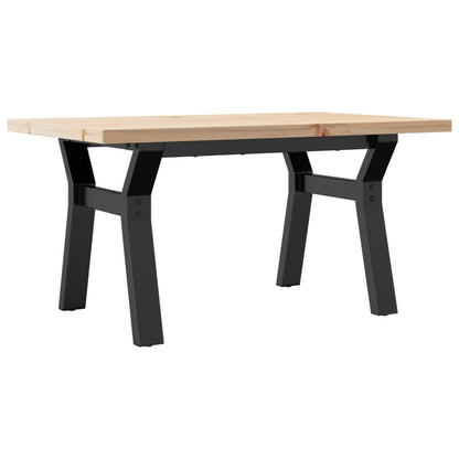 Tavolino Salotto Telaio a Y 80x50x40,5 cm Legno Pino e Acciaio