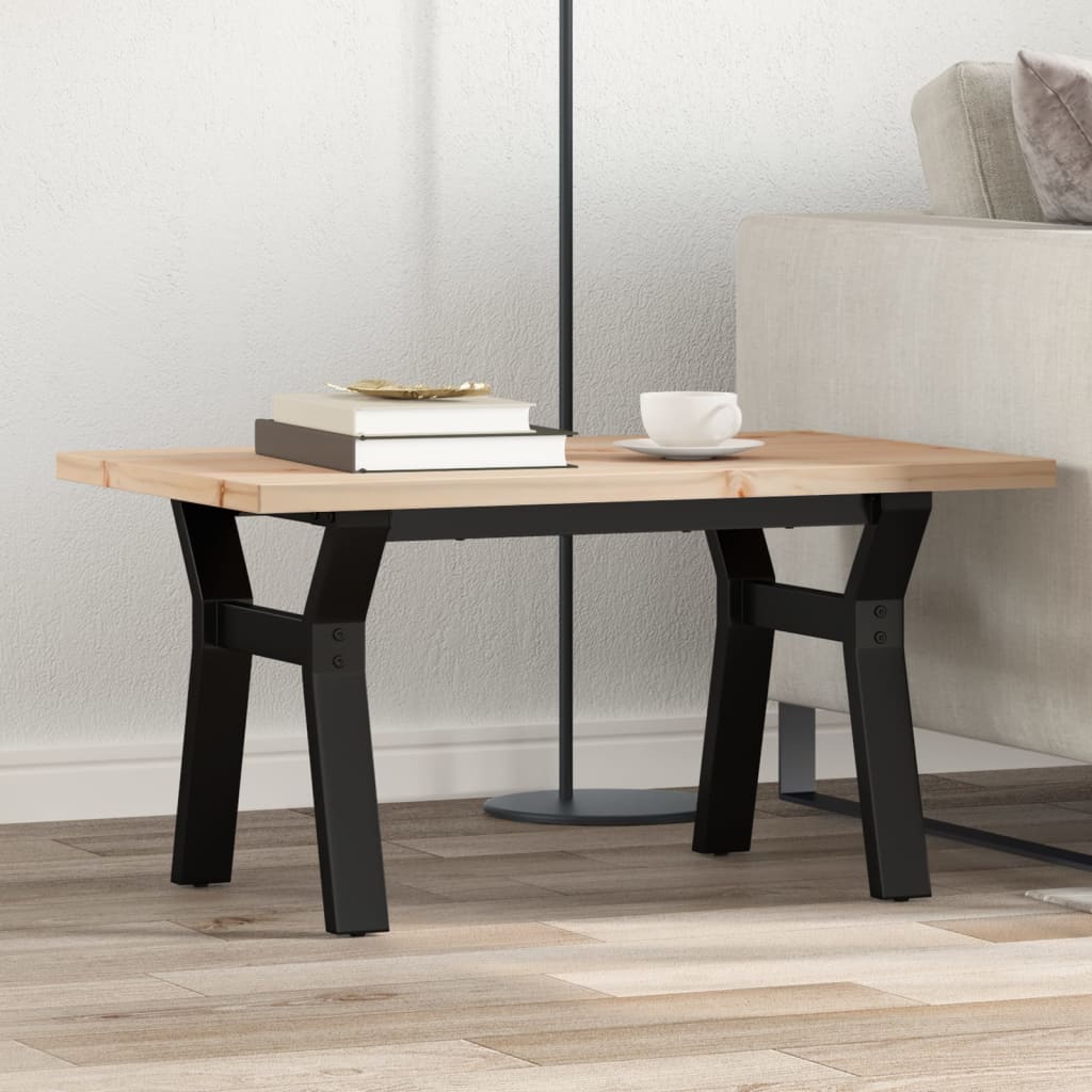 Tavolino Salotto Telaio a Y 80x50x40,5 cm Legno Pino e Acciaio