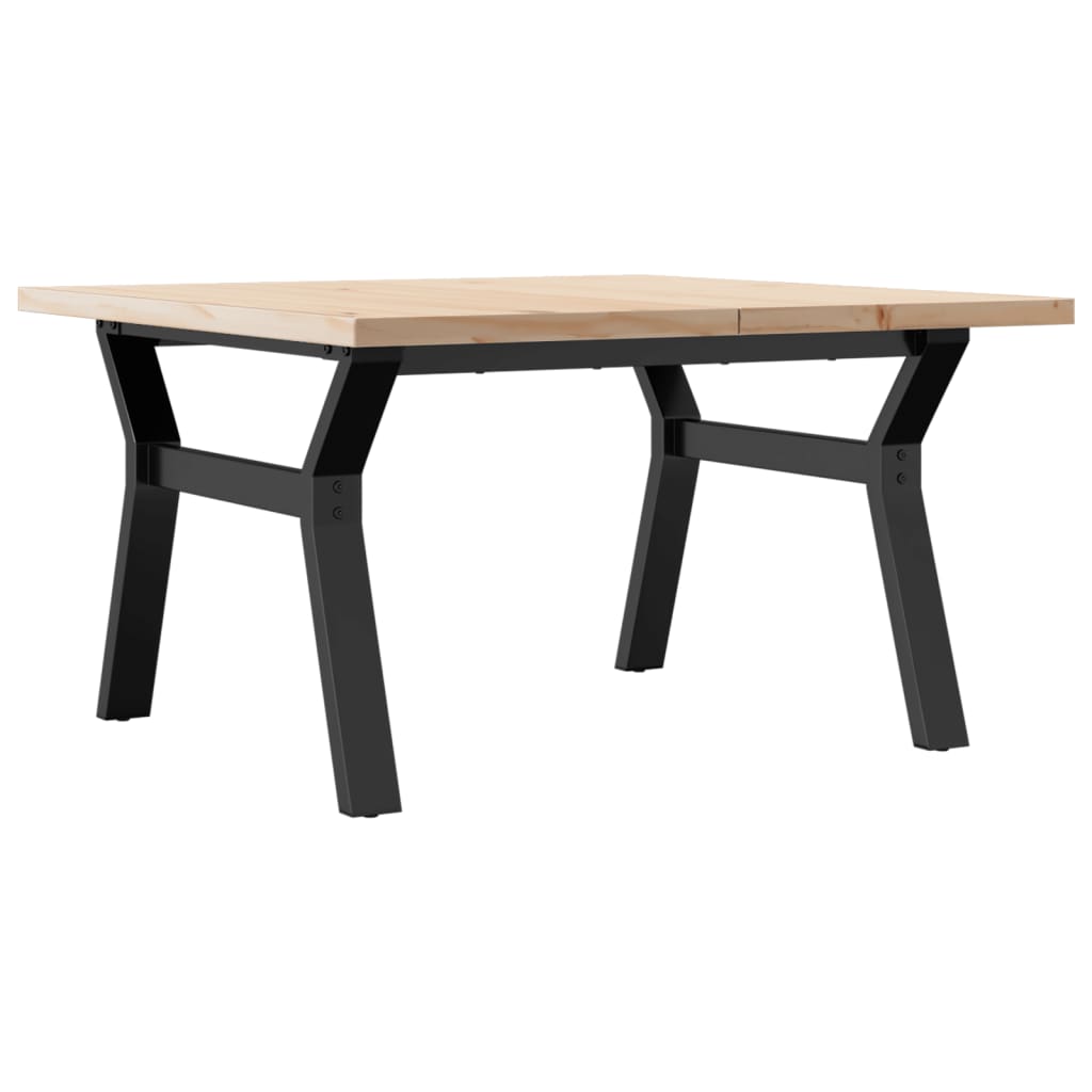 Tavolino Salotto Telaio a Y 80x80x45,5cm Legno Pino e Acciaio | homemem39